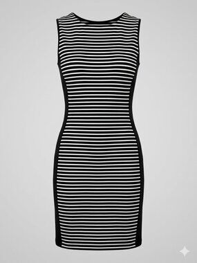 Athleta Low Back Black White Striped Mala Sheath Tank Dress 3397